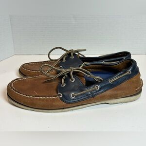 Men’s Size 10 Sperry Authentic Original 2-Eye Boat Shoes Brown Navy Leather Deck